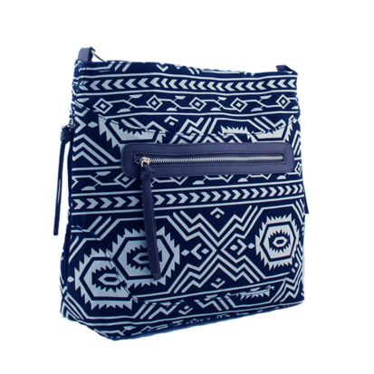 Schoudertas Canvas Mirabella Aztec Blauw