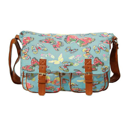 Messengerbag Canvas Vlinders Mint