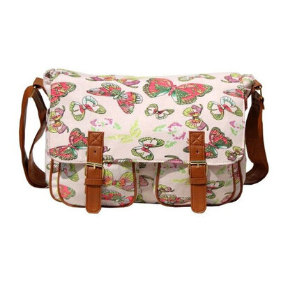 Messengerbag Canvas Vlinders Naturel