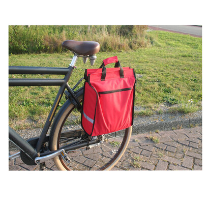 Lastpak Fietstas Shopper Rood 20L + Regenhoes