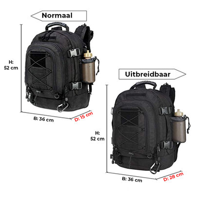 Army Rugzak Black Expandable 52 L