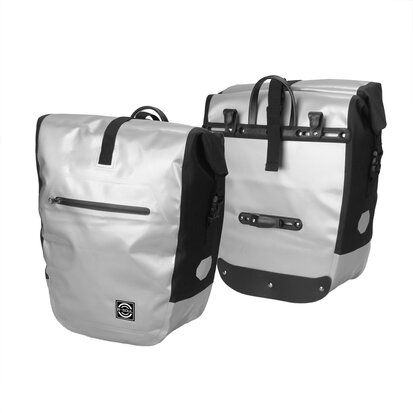 Rolltop Fietstas Waterdichte Shopper 22L Zilver