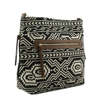 Schoudertas Canvas Mirabella Aztec Zwart/Wit