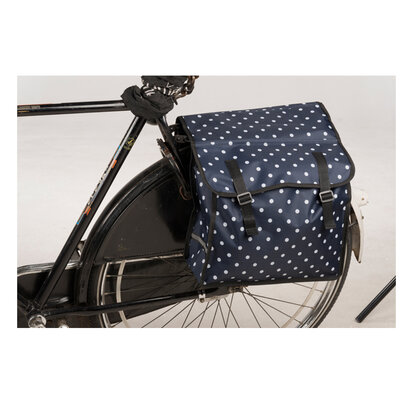 Bicycle Gear Dubbele Fietstas Blauw met Stippen