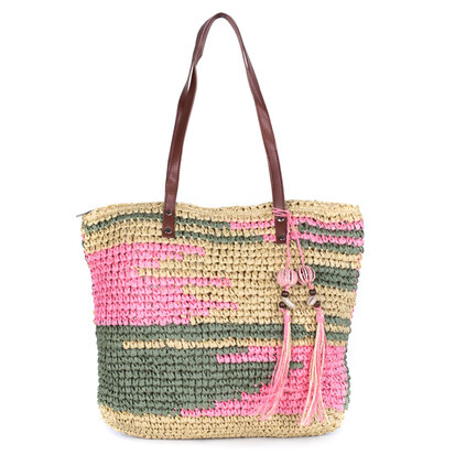 Art of Polo Rieten Shopper Roze