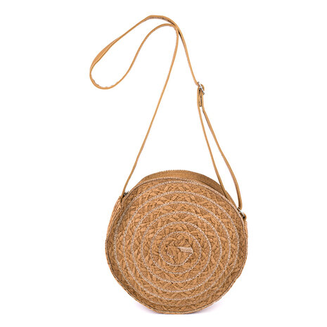 Art of Polo Rieten Boho Ronde Tas Goud