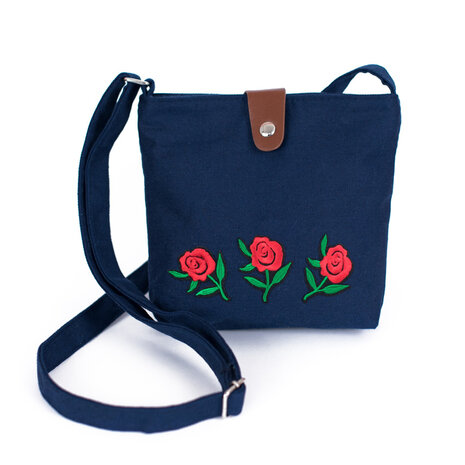 Art of Polo Canvas Schoudertas Roses Navy