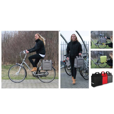 Lastpak Fietstas Shopper Grijs 20L + Regenhoes