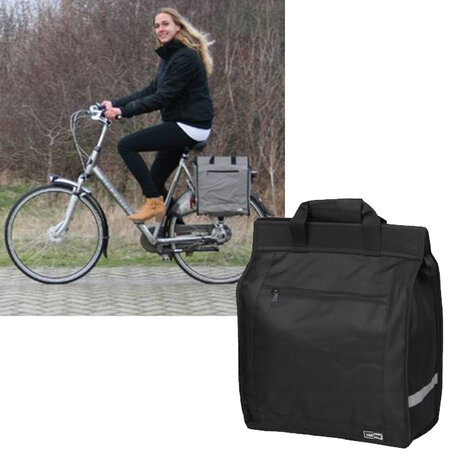 Lastpak Fietstas Shopper Zwart 20L + Regenhoes