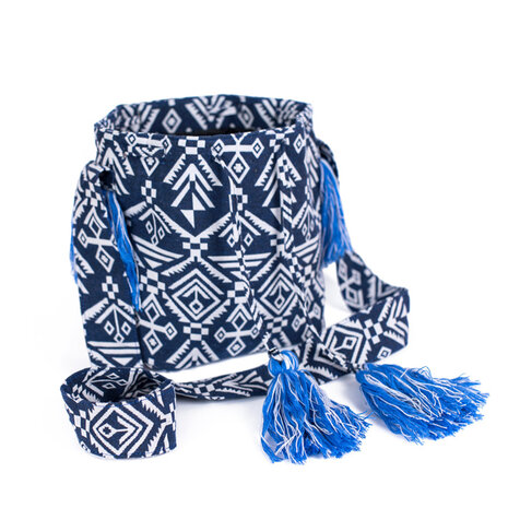 Art of Polo Schoudertas Aztec Franje Blauw