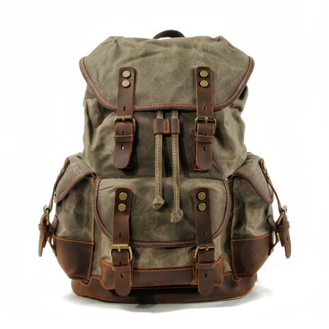 laten we het doen Gevangene escort Vintage Rugzak Canvas Leren Mannentas Laptop Rugtas Waterproof Great Bear -  reitontassen