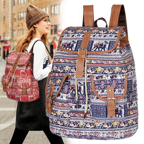 Rugzak Canvas Aztec Hippie Canvas Schooltas - reitontassen