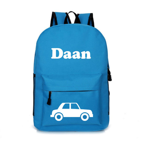 Rugzak met Naam Auto Blauw