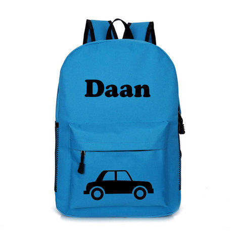 Rugzak met Naam Auto Blauw