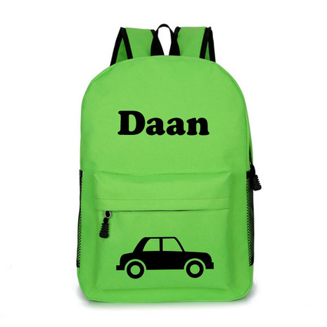 Rugzak met Naam Auto Groen