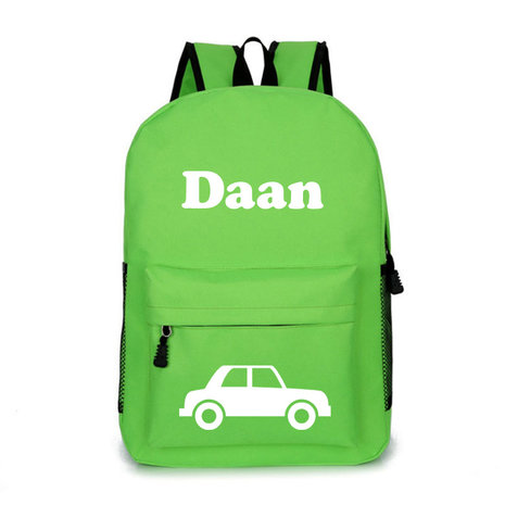 Rugzak met Naam Auto Groen