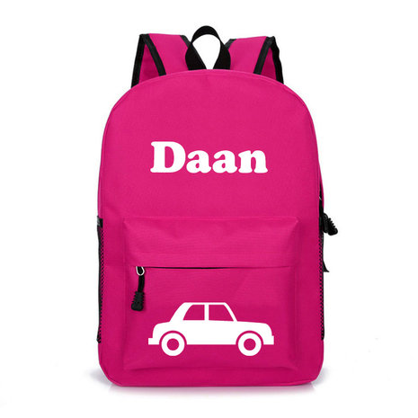 Rugzak met Naam Auto Roze