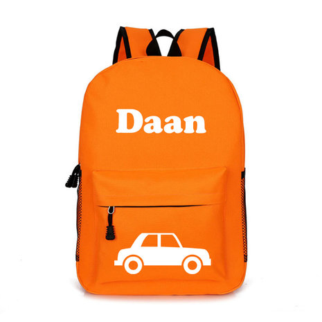 Rugzak met Naam Auto Oranje