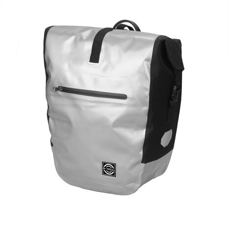 Rolltop Fietstas Waterdichte Shopper 22L Zilver