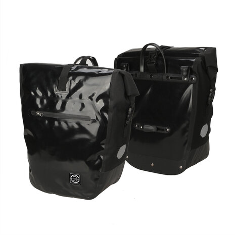 Rolltop Fietstas Waterdichte Shopper 22L Zwart