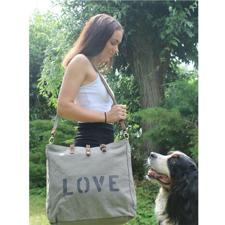 LIV Canvas Love Shopper Grijs