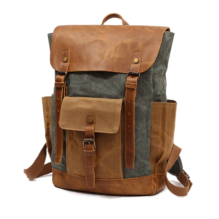 Periodiek camouflage Marxisme Vintage Rugzak Canvas Leren Laptoptas Mannen Rugtas Waterproof Ontario -  reitontassen